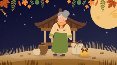 Chuseok törensel arkaplan canlandırma vektör biçimi