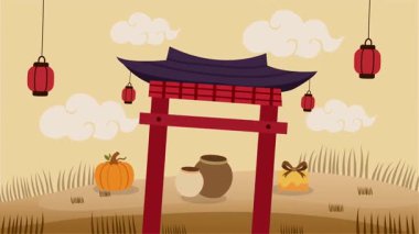 Chuseok törensel arkaplan canlandırma vektör biçimi