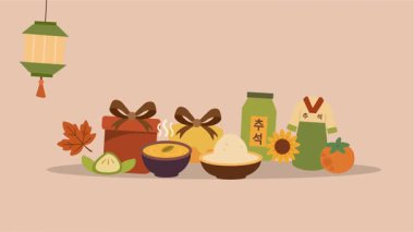 Chuseok törensel arkaplan canlandırma vektör biçimi