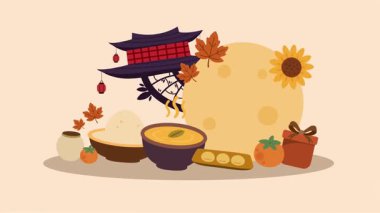 Chuseok törensel arkaplan canlandırma vektör biçimi