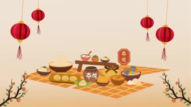 Chuseok törensel arkaplan canlandırma vektör biçimi