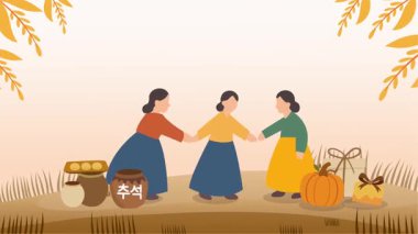 Chuseok törensel arkaplan canlandırma vektör biçimi