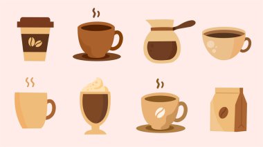 Kahve günü simgesi ve kahve ve içecek için vektör arkaplan tasarımı