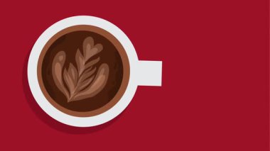 Kahve günü kutlamaları için düz tasarım vektör çizimi kahve fincanı, fasulye, latte sanatı ve posterler, sosyal medya ve dijital kampanyalar için mükemmel sıcak ve samimi bir atmosfer.