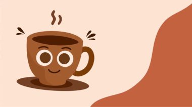 Kahve günü kutlamaları için düz tasarım vektör çizimi kahve fincanı, fasulye, latte sanatı ve posterler, sosyal medya ve dijital kampanyalar için mükemmel sıcak ve samimi bir atmosfer.