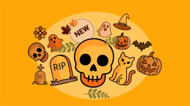 Cadılar bayramı sonbahar element vektör tasarımı