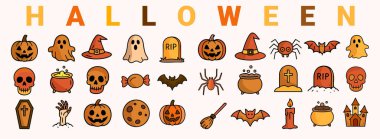 Cadılar bayramı balkabağı, vektör simgeler kümesi