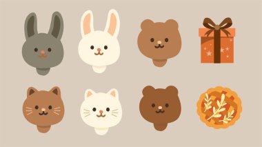 Sevimli çizgi film tavşanı, tavşan, tavşan, tavşan, tilki