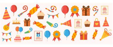 Doğum günü partisi simgeleri doğum günü süslemeleri arka planında