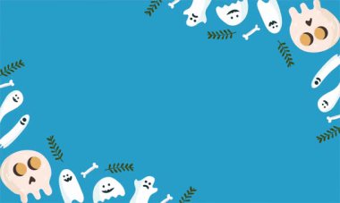 Cadılar Bayramı şekerlemeleri beyazlı ürkütücü sınır çerçeve tasarımı