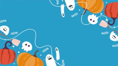 Hayaletlerle cadılar bayramı arkaplanı, vektör illüstrasyonu