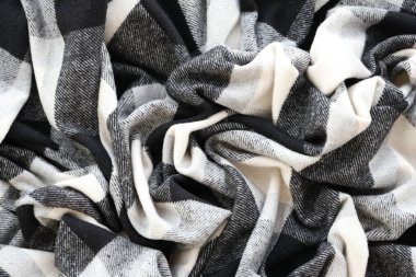 Siyah kareli peçete havlusu izole edilmiş, mutfak peçetesi siyah. Yiyecek temizliği ya da dekor