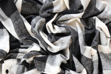 Siyah kareli peçete havlusu izole edilmiş, mutfak peçetesi siyah. Yiyecek temizliği ya da dekor