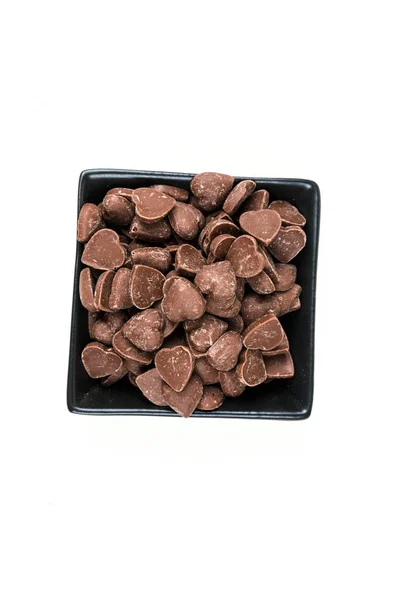 Bonbons Brun Forme Coeur Morceaux Pépites Chocolat Lait — Photo