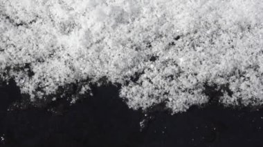 Karlar eriyor ve siyah bir yüzeye damlıyor..