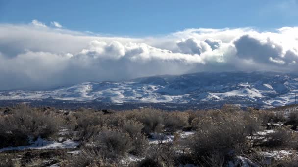 Cumulonimbus Awan Atas Lanskap Gurun Nevada Musim Dingin — Stok Video