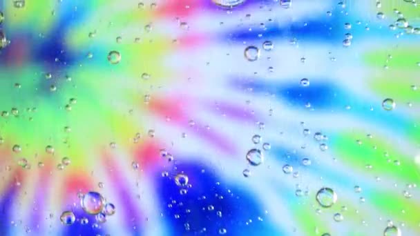 Oil Water Bubbles Swirl Groovy Pink Blue Green Background — Stock Video