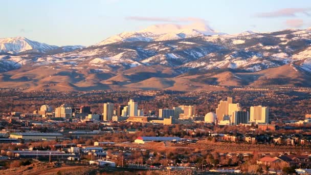 Größte Kleine Stadt Reno Nevada Zeitraffer Morgenlicht — Stockvideo