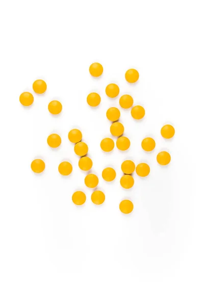 Scattered Orange Yellow Pills White Background — Stock Photo, Image