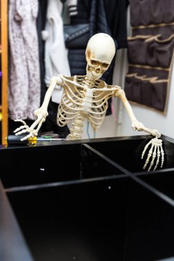 Siyah ahşap raf montajı Kemikli iskelet