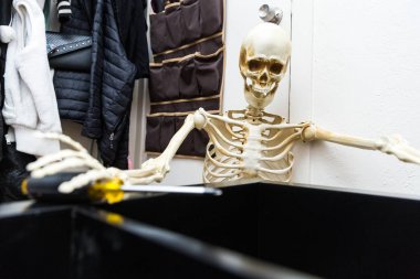 Siyah ahşap raf montajı Kemikli iskelet