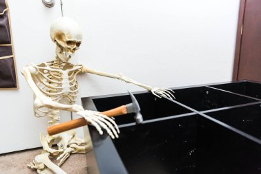 Siyah ahşap raf montajı Kemikli iskelet