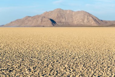 Çatlamış playa çamur dokusu Black Rock çölündeki dağlara çıkıyor