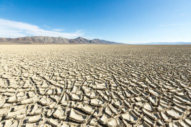 Çatlamış playa çamur dokusu Black Rock çölündeki dağlara çıkıyor