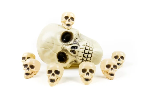 Bone White Plastic Skull Figures Blank Background Stock Picture