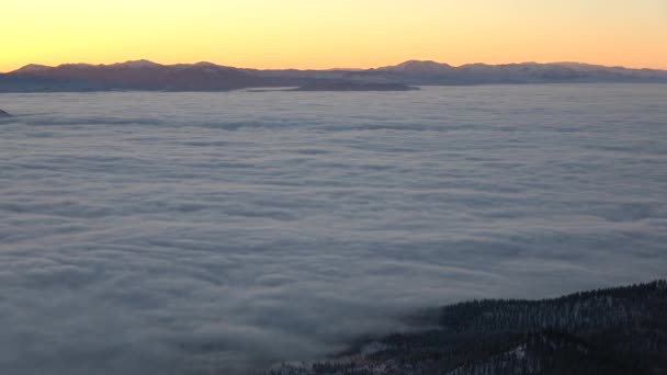 Широке Кутове Поле Зору Проміжок Часу Інверсії Сході Сонця Помаранчевим — стокове відео