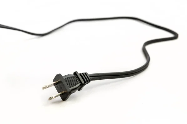 Black Two Pronged Power Cord Trailing Distance Shallow Depth Field — Stock Photo, Image