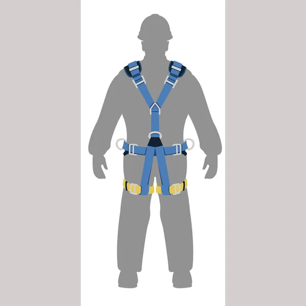 Arbeiter Klettern Sicherheitsgurt Vektor Illustration Flachen Stil — Stockvektor