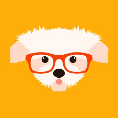 köpek yüz vektör çizim düz stil ön yüzü