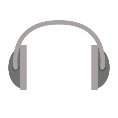 gri kulaklık düz stil vektör çizim ön