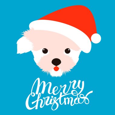 köpek yüz santa kapağı düz stil vektör çizim ön