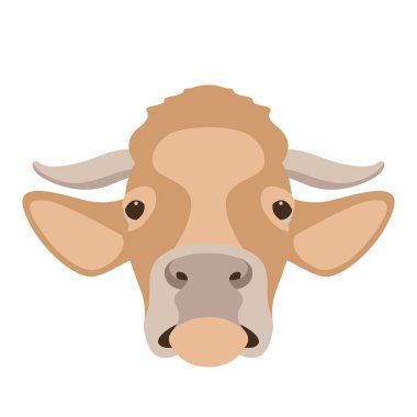 inek yüz baş vektör çizim düz Stil Açık 