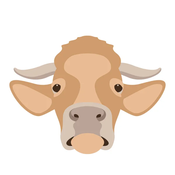 Cow face head vector illustration flat style front — Stock Vector