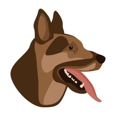  Alman çoban köpek yüz baş düz stil vektör