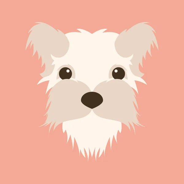 Flauschiger Hund Kleiner Gesichtsvektor Illustration Flach — Stockvektor