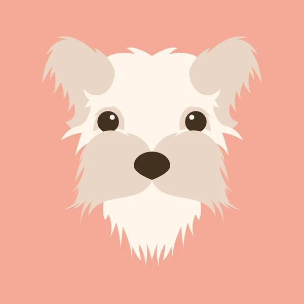 Chien Pelucheux Petit Visage Vecteur Illustration Plat — Image vectorielle