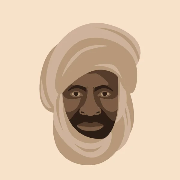 Bedouin gezicht hoofd vector illustratie vlakke stijl voorzijde — Stockvector