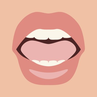 açık ağız vektör çizim düz stil açık 