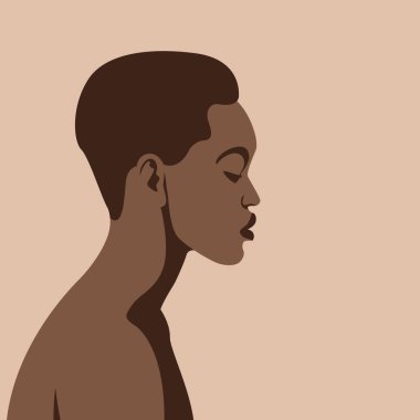 esmer kız yüz baş vektör illüstrasyon düz stil bilgileri 