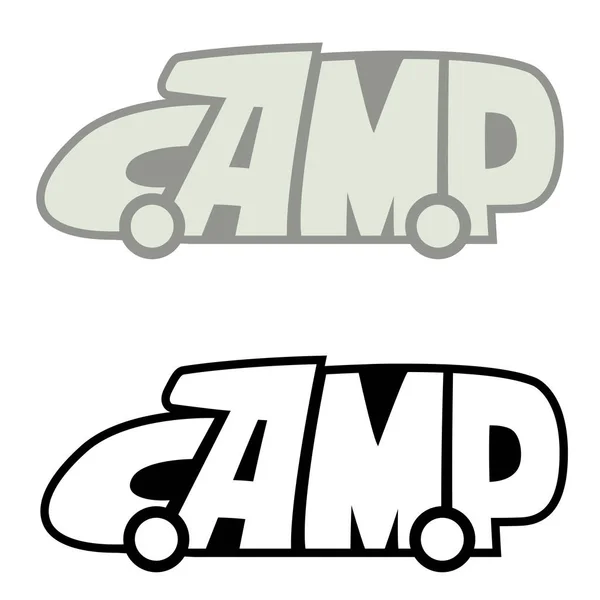 Logo camp car vector ilustración plano estilo perfil — Vector de stock