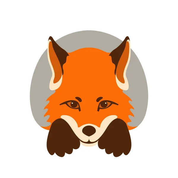 Fox face vector illustration flat style front — Stock Vector