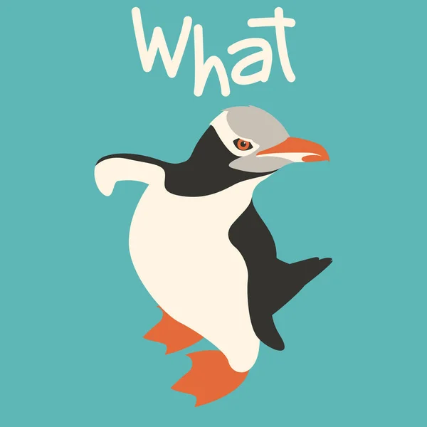 Fresco pinguino vettoriale illustrazione stile piatto anteriore — Vettoriale Stock