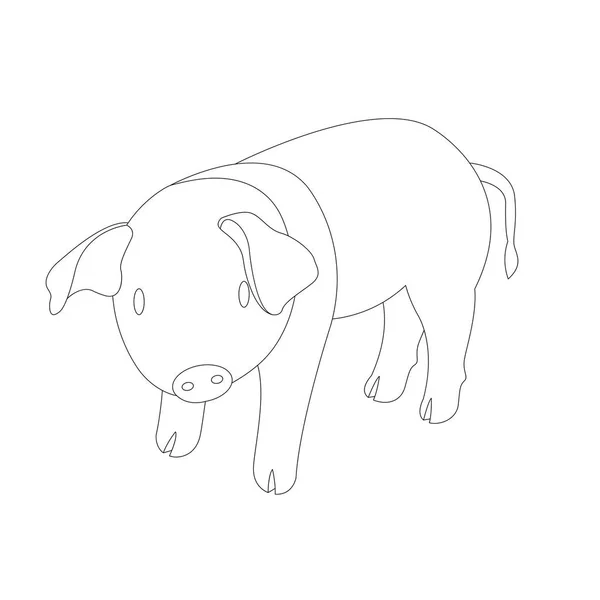 Coloriage de porc vectoriel illustration ligne dessin profil — Image vectorielle