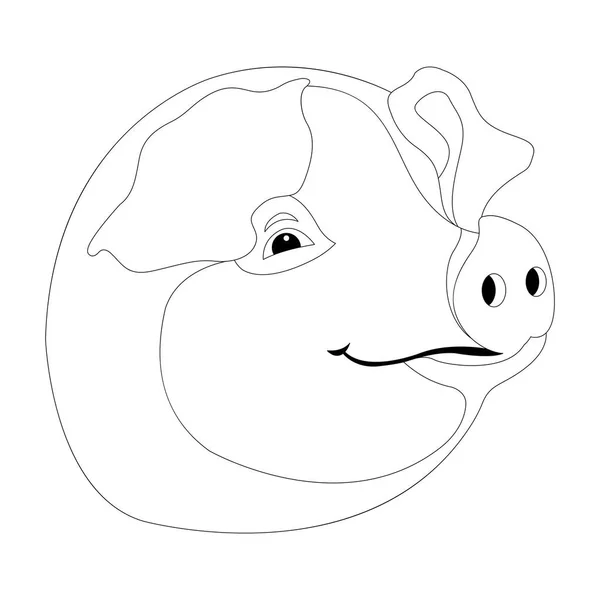 豚頭のベクトル イラスト線画プロファイルを着色 — ストックベクタ