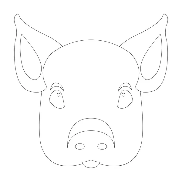 Pig coloring vector illustration line drawing front — Stock Vector