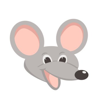 çizgi film fare yüz vektör çizim düz stil açık 